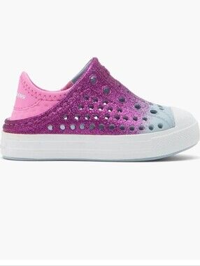 NEW Sketchers Kids Sparkle Slip-On Water Shoes in Pink and Light Blue